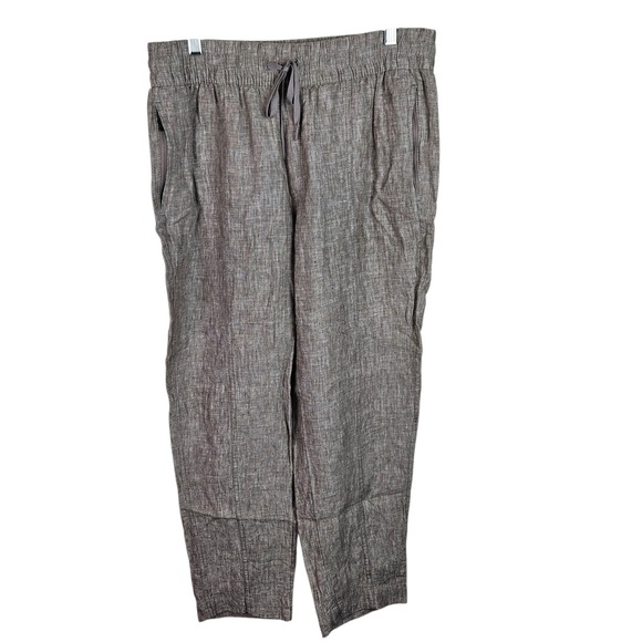 Athleta Women's Linen Pants Drawstring Waist Brown Size M - Picture 11 of 11